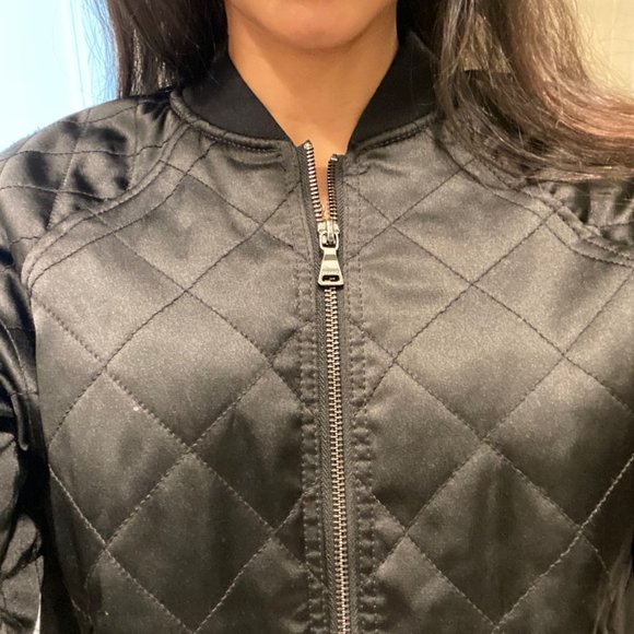 Express Black Quilted Bomber Jacket - Picture 4 of 4